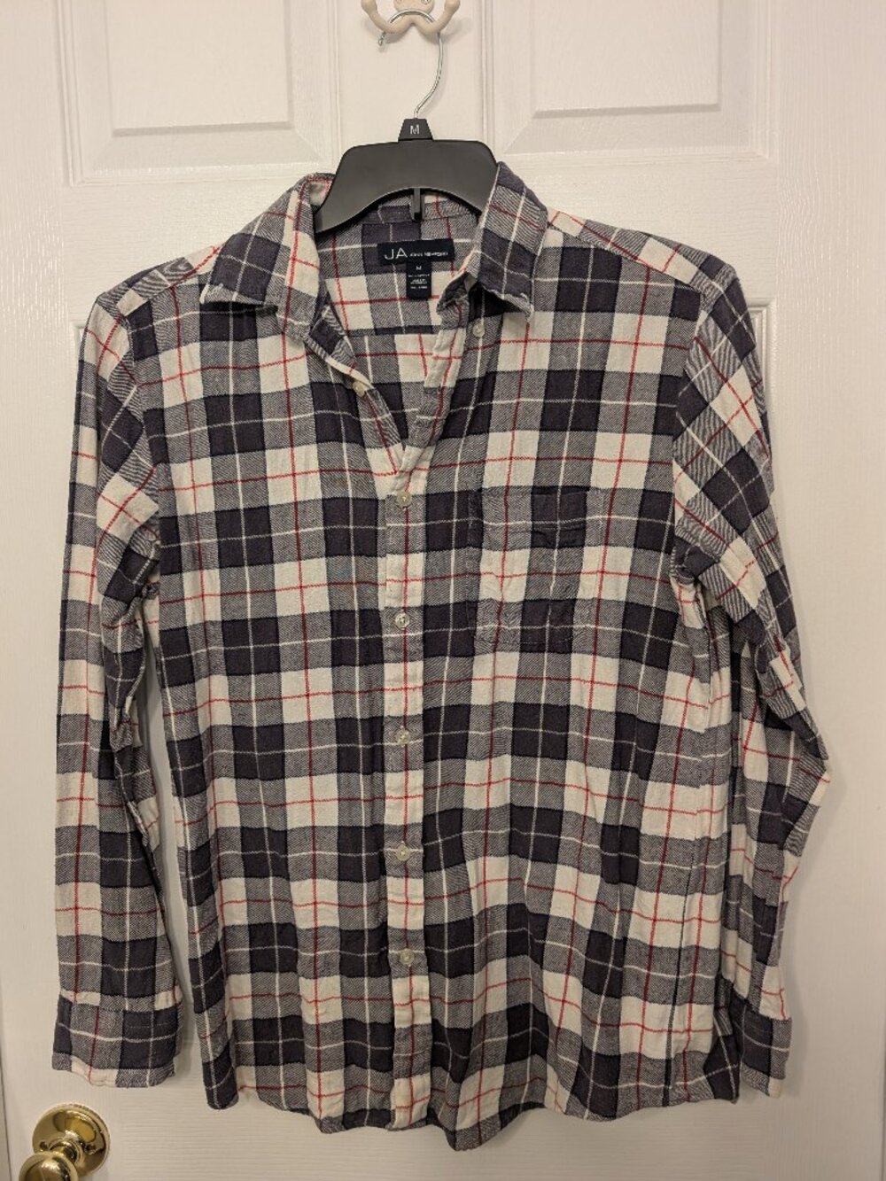 John Ashford, M, White and Grey, 100% Cotton, Flannel